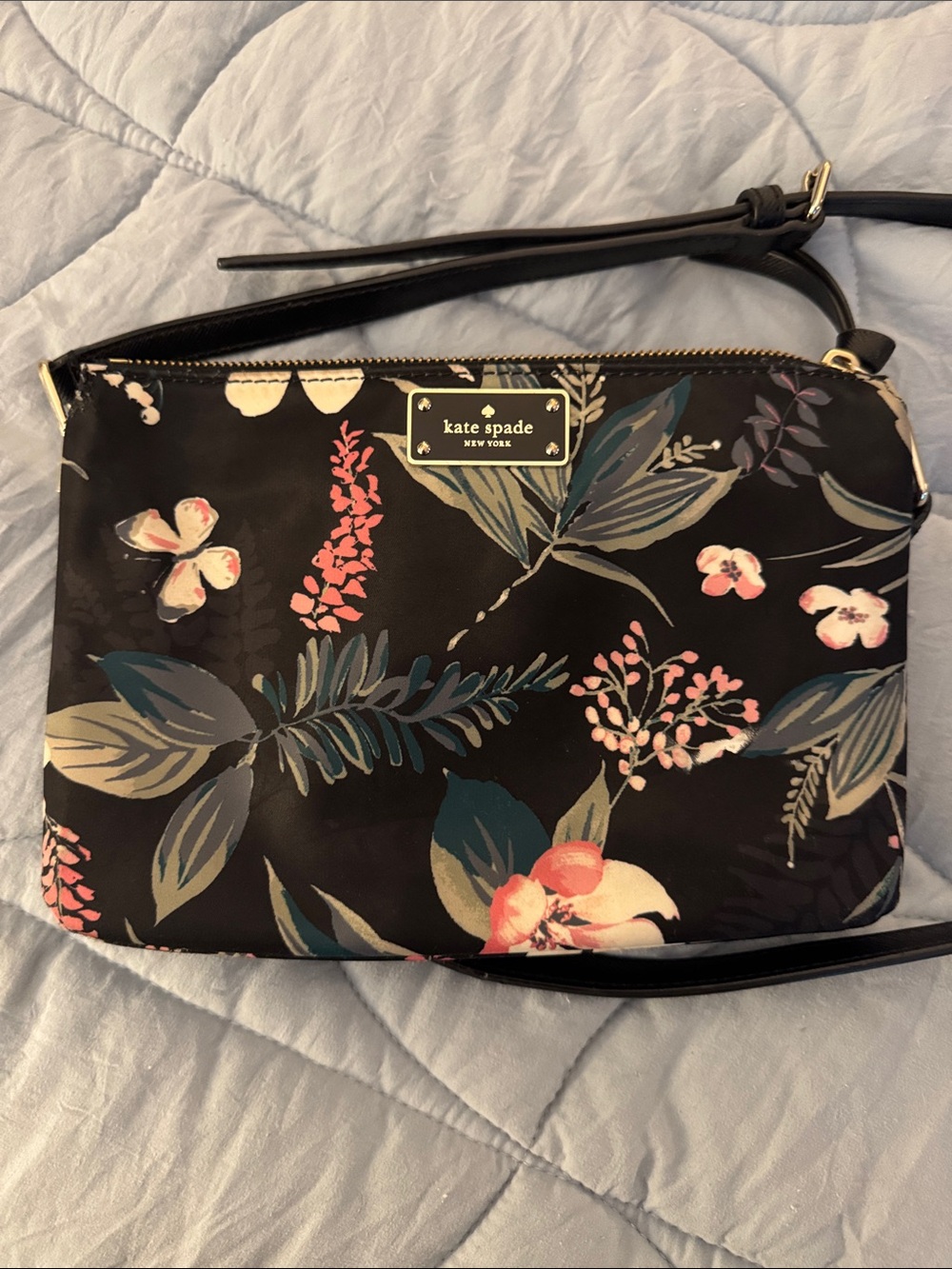 kate spade Black Floral Print Crossbody Bag
